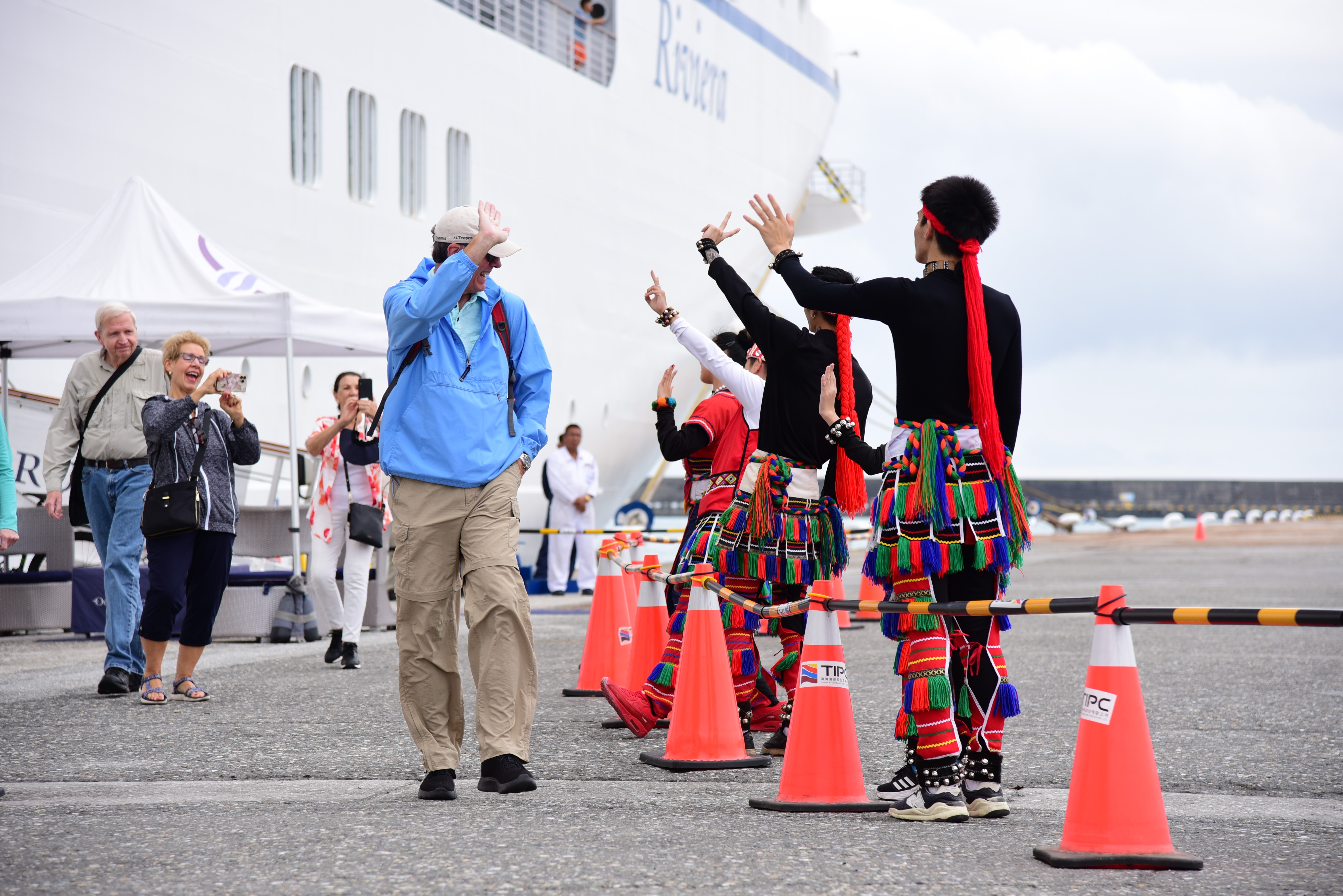 Image 2. Taiwanese Austronesian dancers join in the festivities welcoming MS Riviera’s first visit to Port of Hualien